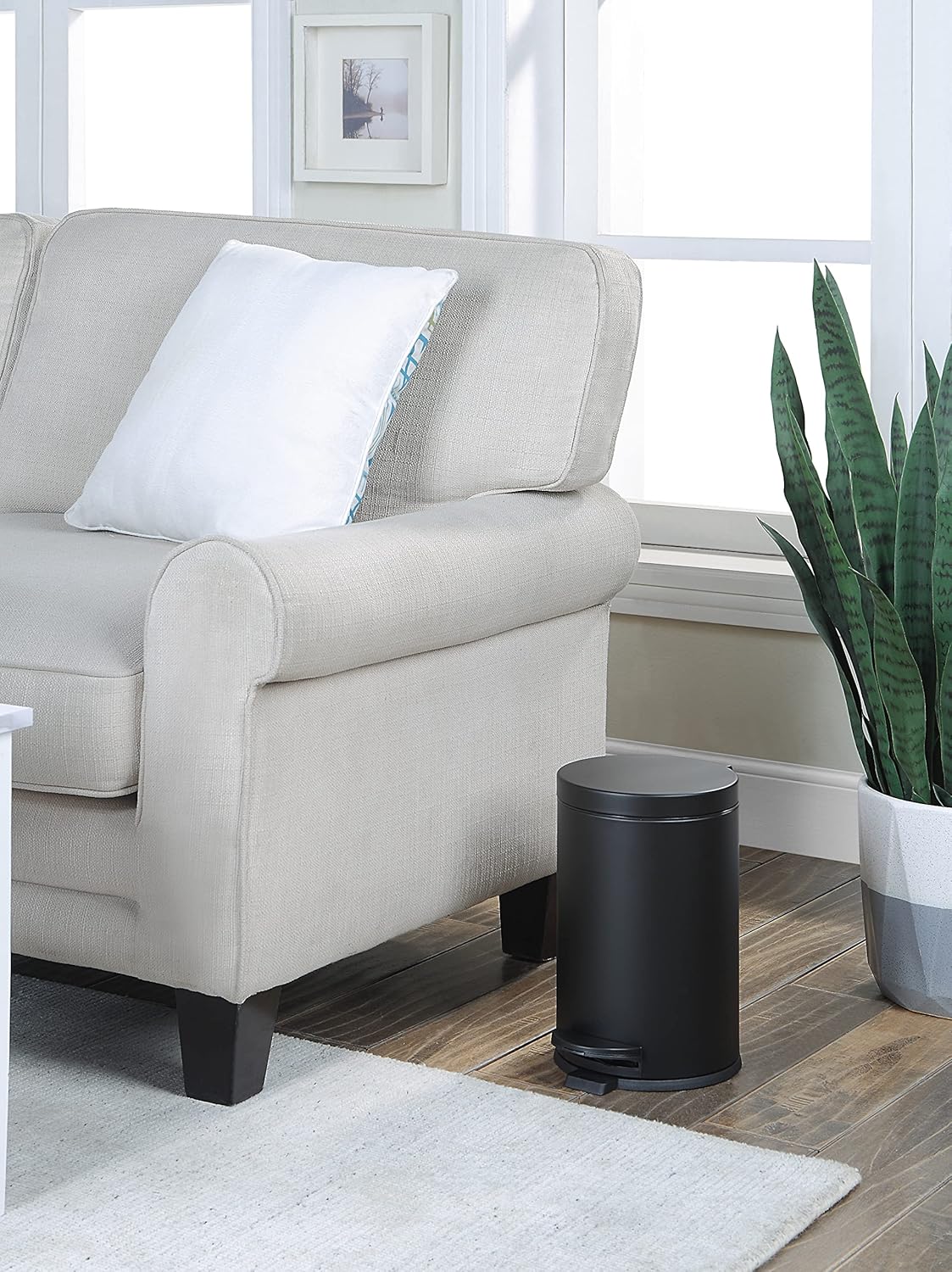 SunnyPoint 4.5 Liter(1.2 Gallon) Small Round Trash Can with Plastic Inner Bucket; Bathroom, Office