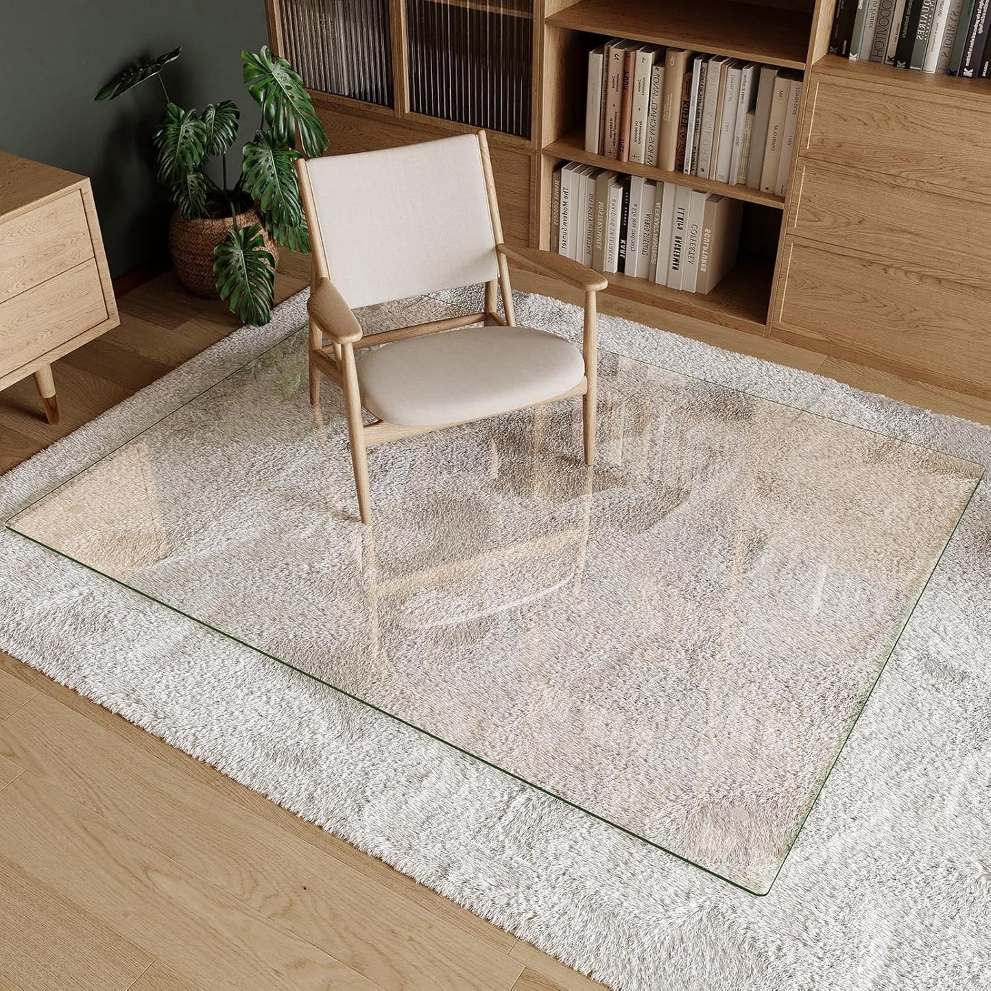 Koonmi Tempered Glass Chair Mat 50"x65" - Premium Office Chair Mat for Hardwood Floors & Low-Pile
