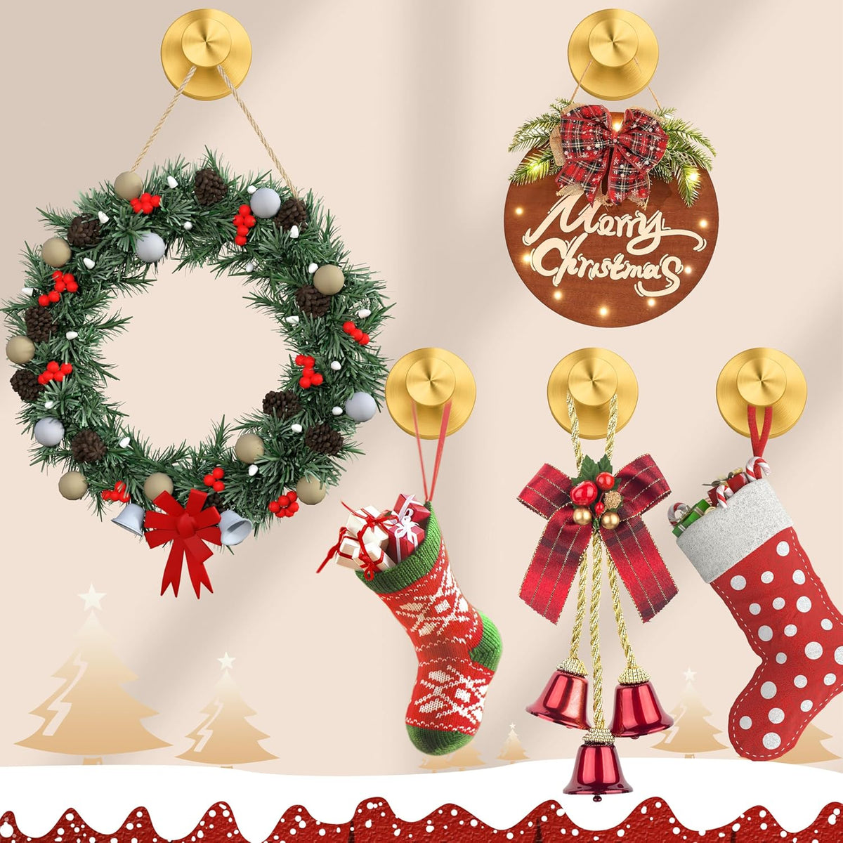 Suction Cup Hooks for Shower,Wreath Hanger for Front Door,Removable No Drill Waterproof Towel