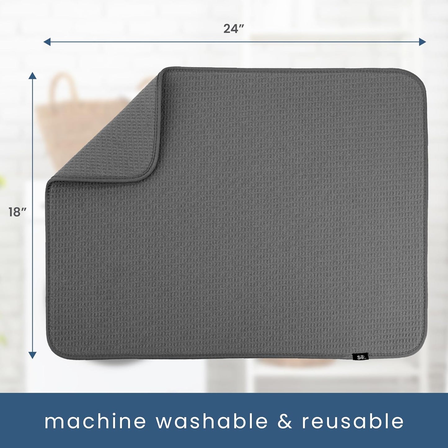 S&T INC. Dish Drying Mat XL, 18” x 24”, Absorbent Microfiber Kitchen Counter Mat, Dish Drying Pad