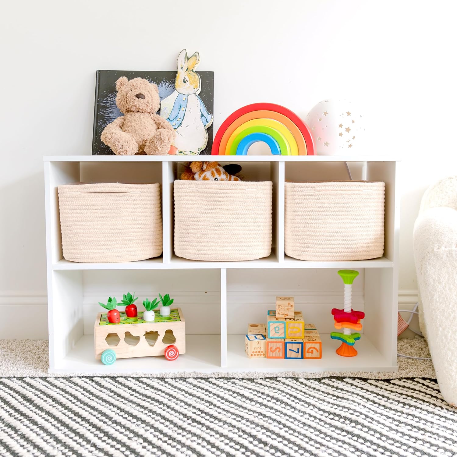 NaturalCozy Storage Cubes 9”x9”x7”Cotton Rope Woven Baskets for Organizing 3-Pack | 9 Inch Cube