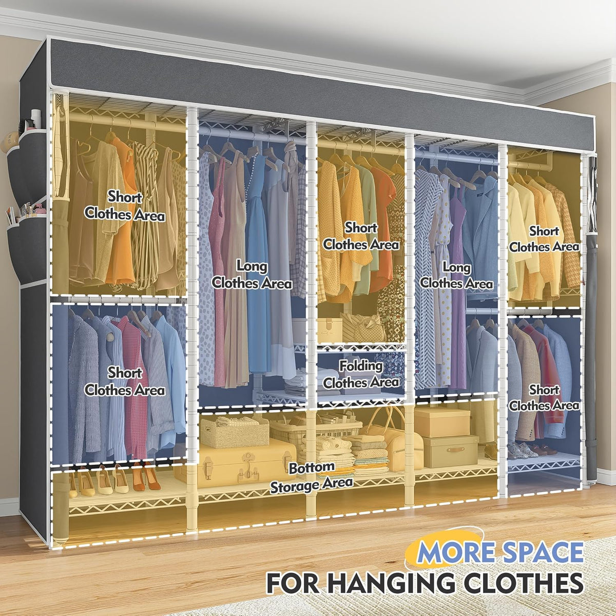 Raybee 90.6" W Clothes Rack with Cover Heavy Duty Clothing Rack with Cover Loads 1200LBS