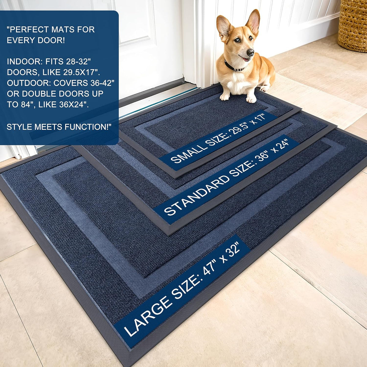 OLANLY Front Door Mat Indoor Outdoor Entrance, Waterproof All-Season, All-Weather Doormat, Sturdy