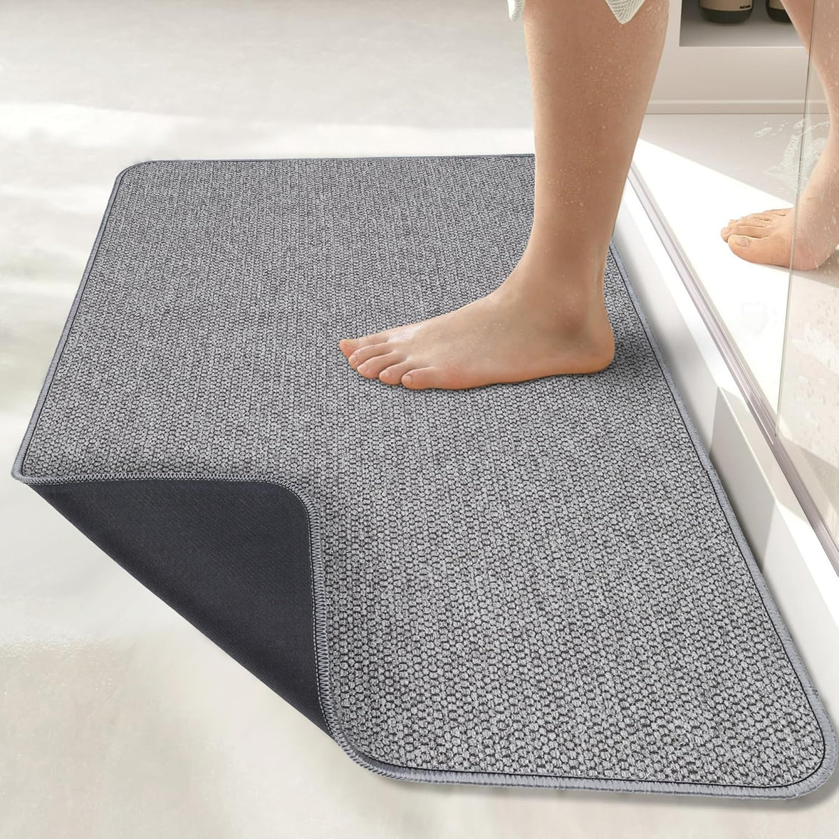 Bath Mat,Ultra Thin Bathroom Rugs,Rubber Bath Mats for Bathroom,No Slip Bath Rugs,Quick Dry,Machine