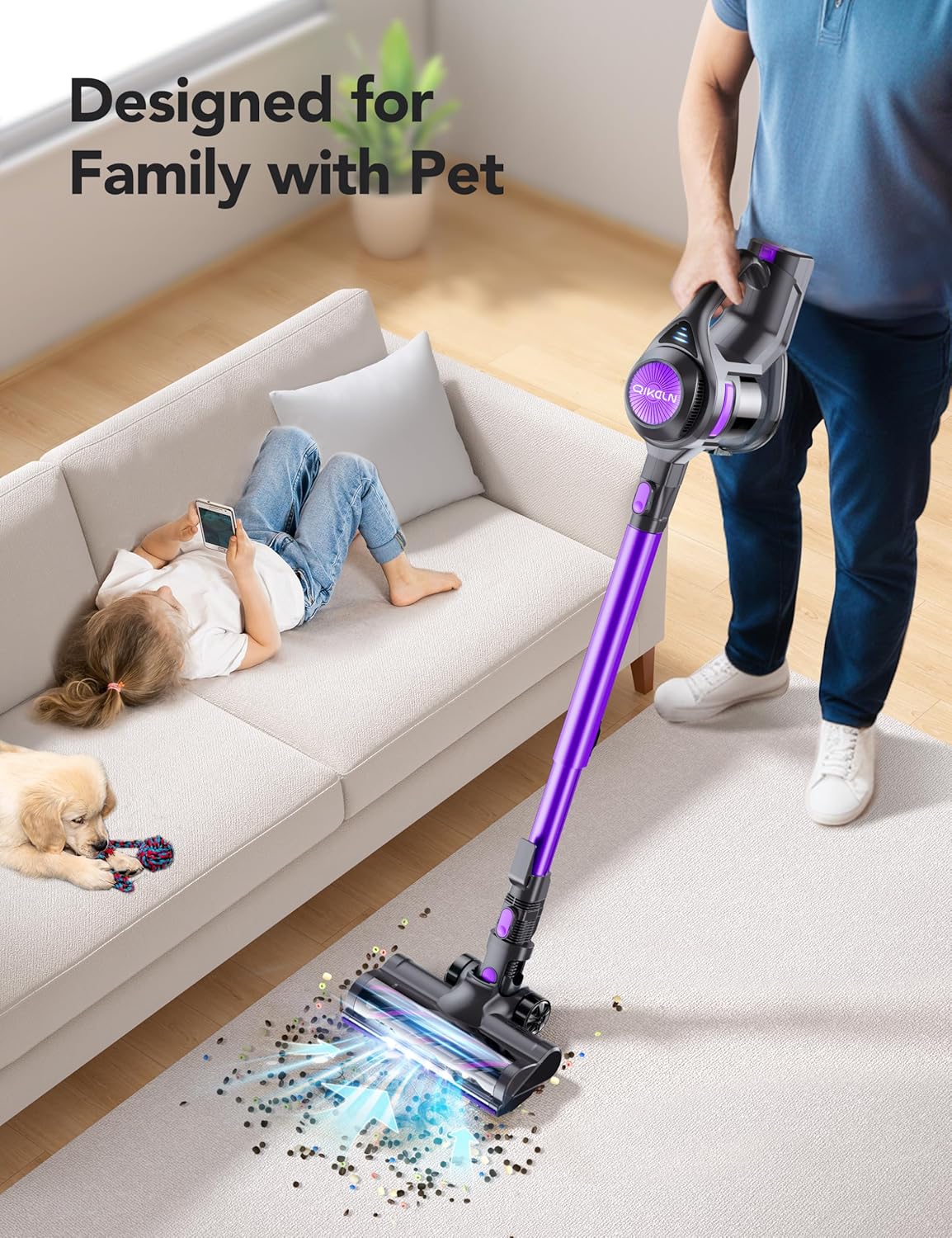 Cordless Vacuum Cleaner, Rapid Clean 23 Kpa Powerful Suction, 1.3 L Large Capacity, 2 Modes &