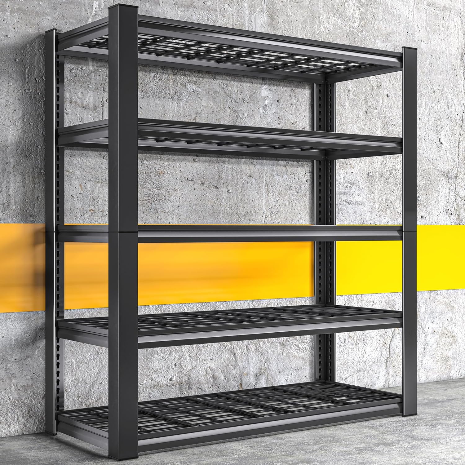 REIBII 3010LBS Storage Shelves 72" H Garage Shelving Heavy Duty Metal Shelving 5 Tier Adjustable