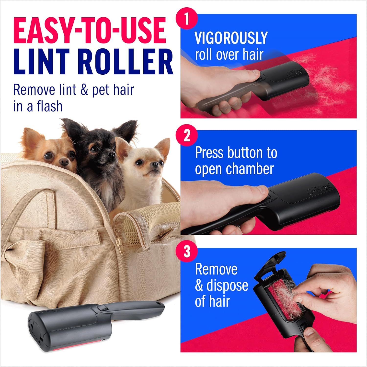 ChomChom Roller for Pet Hair - Reusable Lint Roller Pet Hair Removal Tool for Clothes, Couches