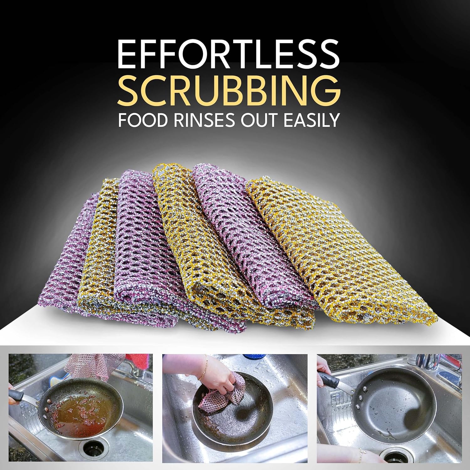 Heavy Duty Dish Scrubbers - Non Scratch Scouring Pads - Odorless and Long Lasting - Replace Sponges