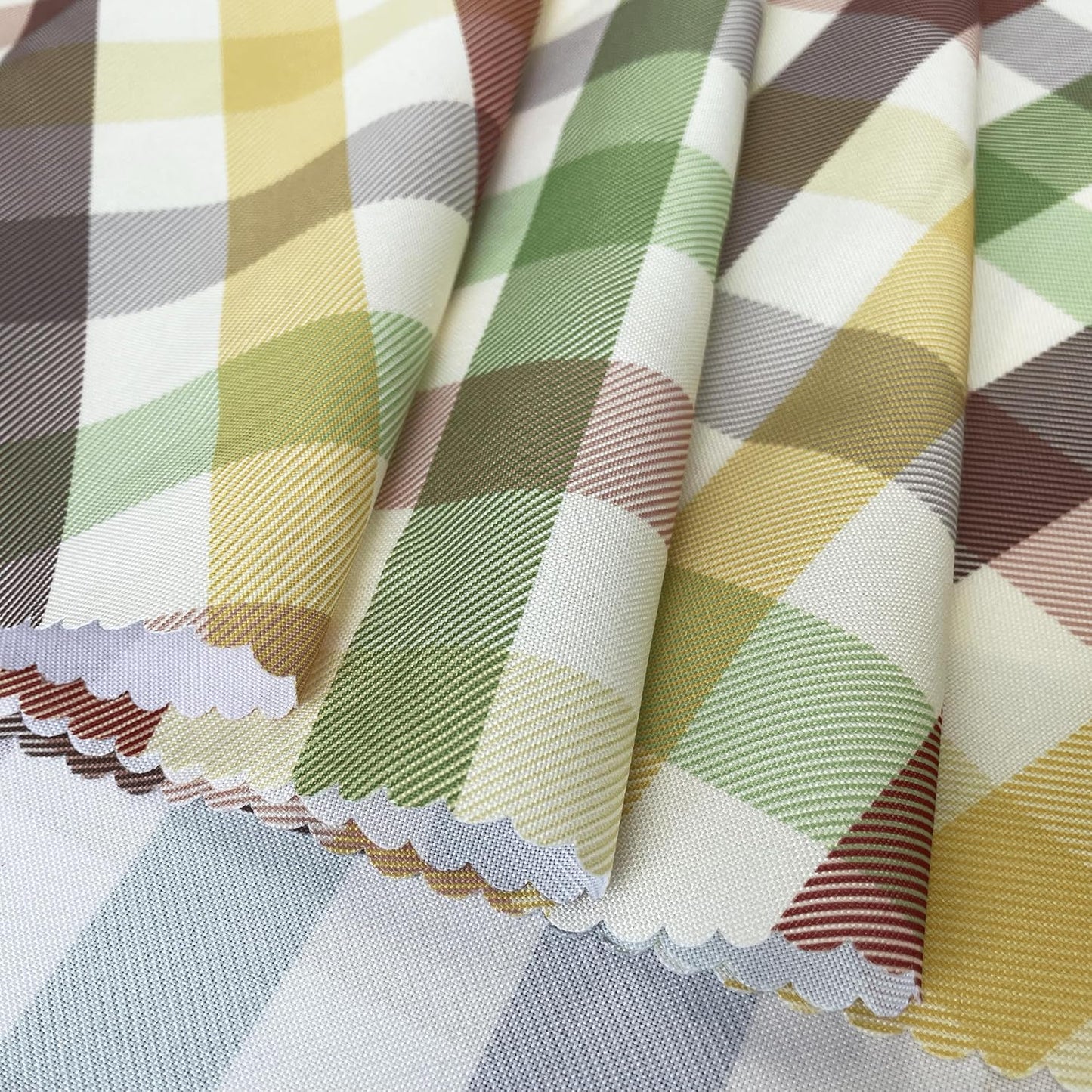 Waterproof Plaid Tablecloth Fabric - Round 58 Inch Classic Gingham Checker Table Cloth for