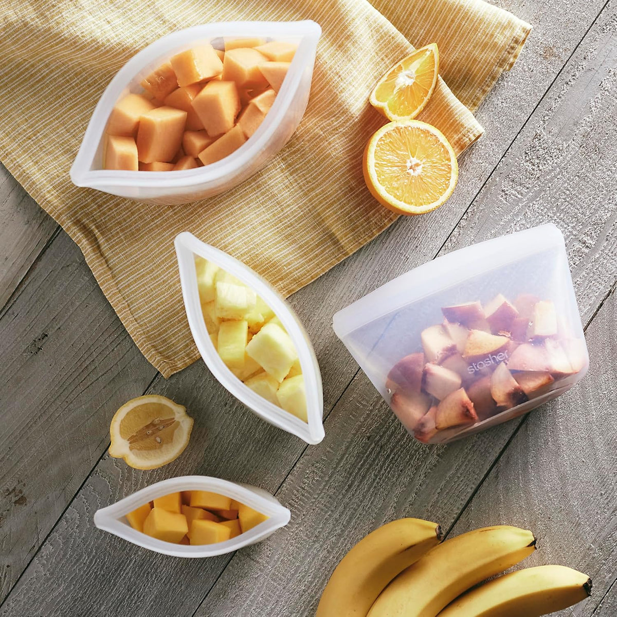 Stasher Premium Silicone Reusable Food Storage Bags, 2-Pack, Clear, Multi-Use Food Storage Bags