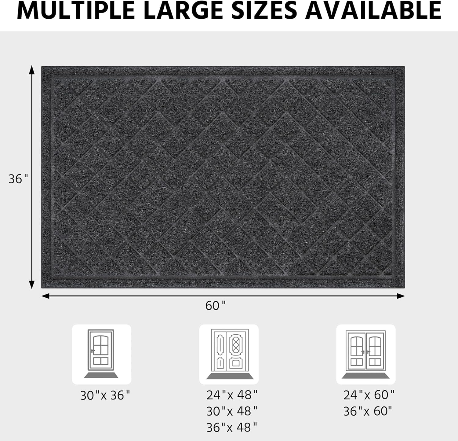 Front Door Mat Indoor Outdoor Entrance, 36" x 60" Heavy Duty All-Season All-Weather Waterproof