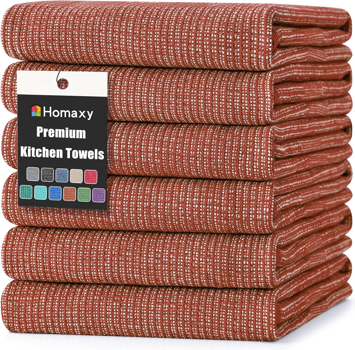 Homaxy Premium Kitchen Towels(18”x 28”, 6 Pack), Large Cotton Kitchen Hand Towels, Flat and Terry