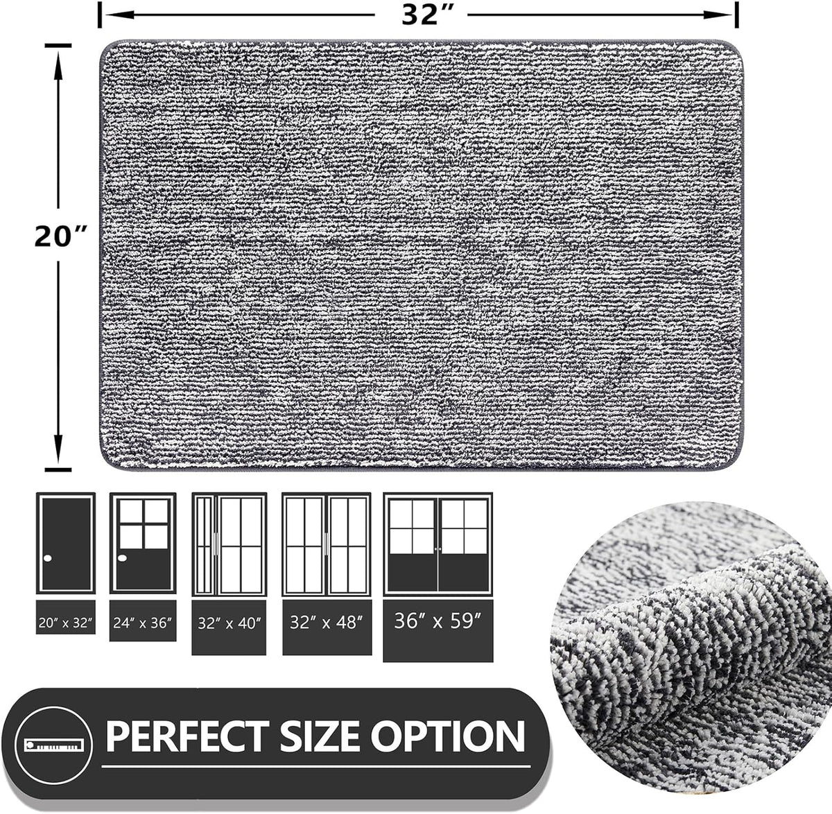 REFETONE Indoor Doormat, Front Door Mat 20"x32" Absorbent Rubber Backing Non Slip Back Door Mats