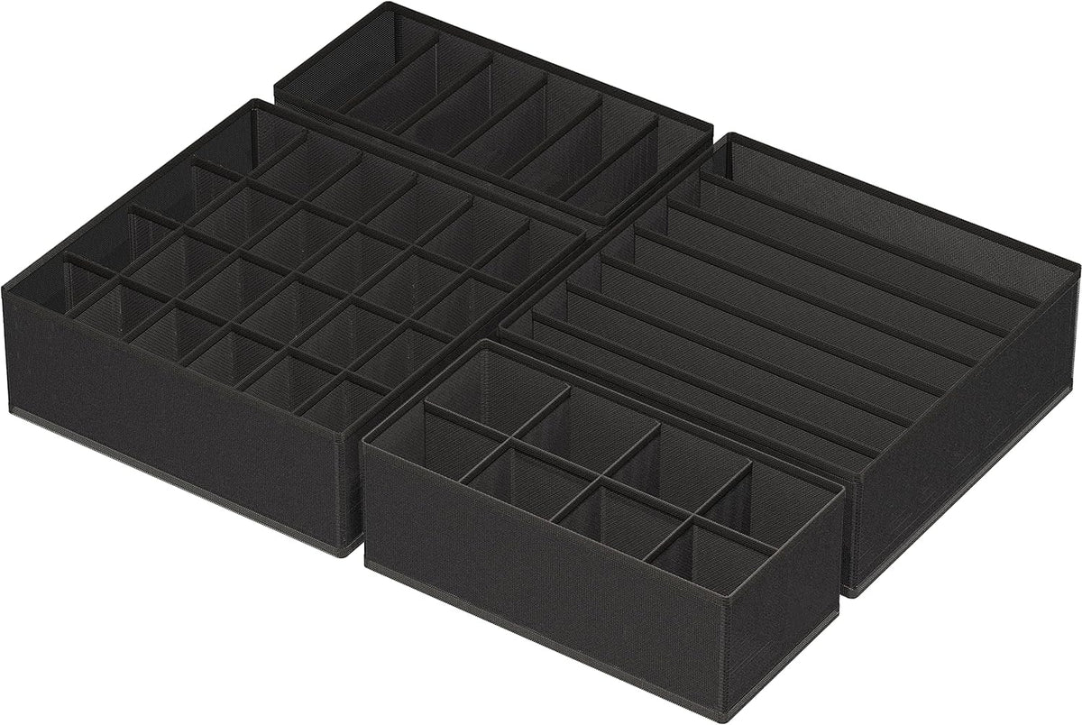 Simple Houseware 4-Pack Drawer Organizer Set - Closet Dividers for Underwear, Socks, Bras, Scarves