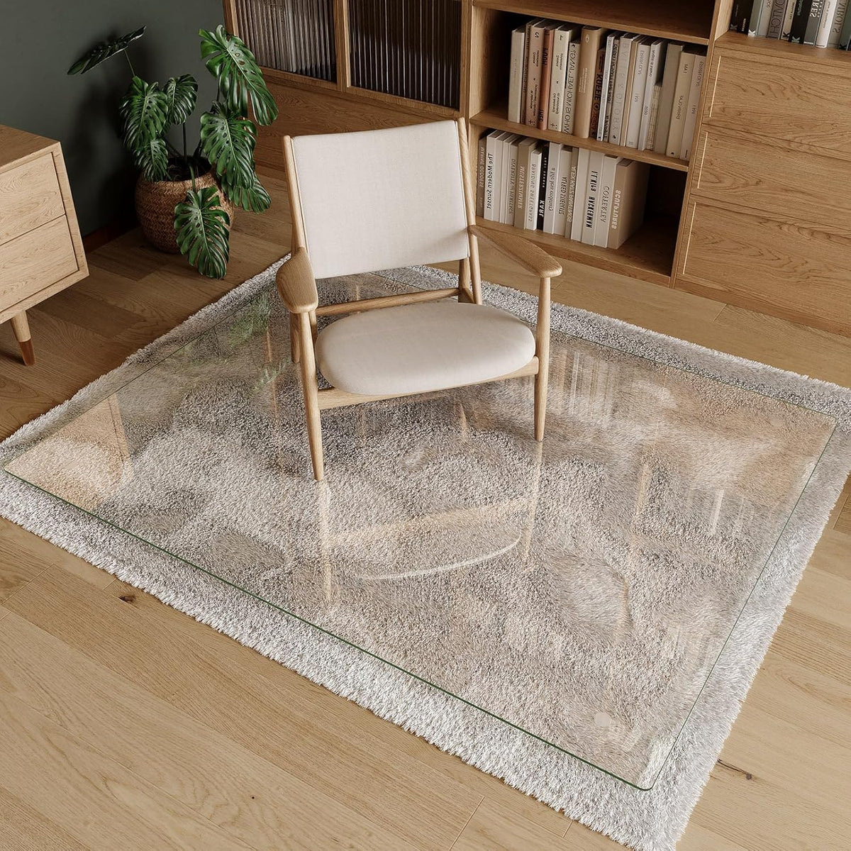 Koonmi Tempered Glass Chair Mat 60"x46" - Premium Office Chair Mat for Hardwood Floors & Low-Pile