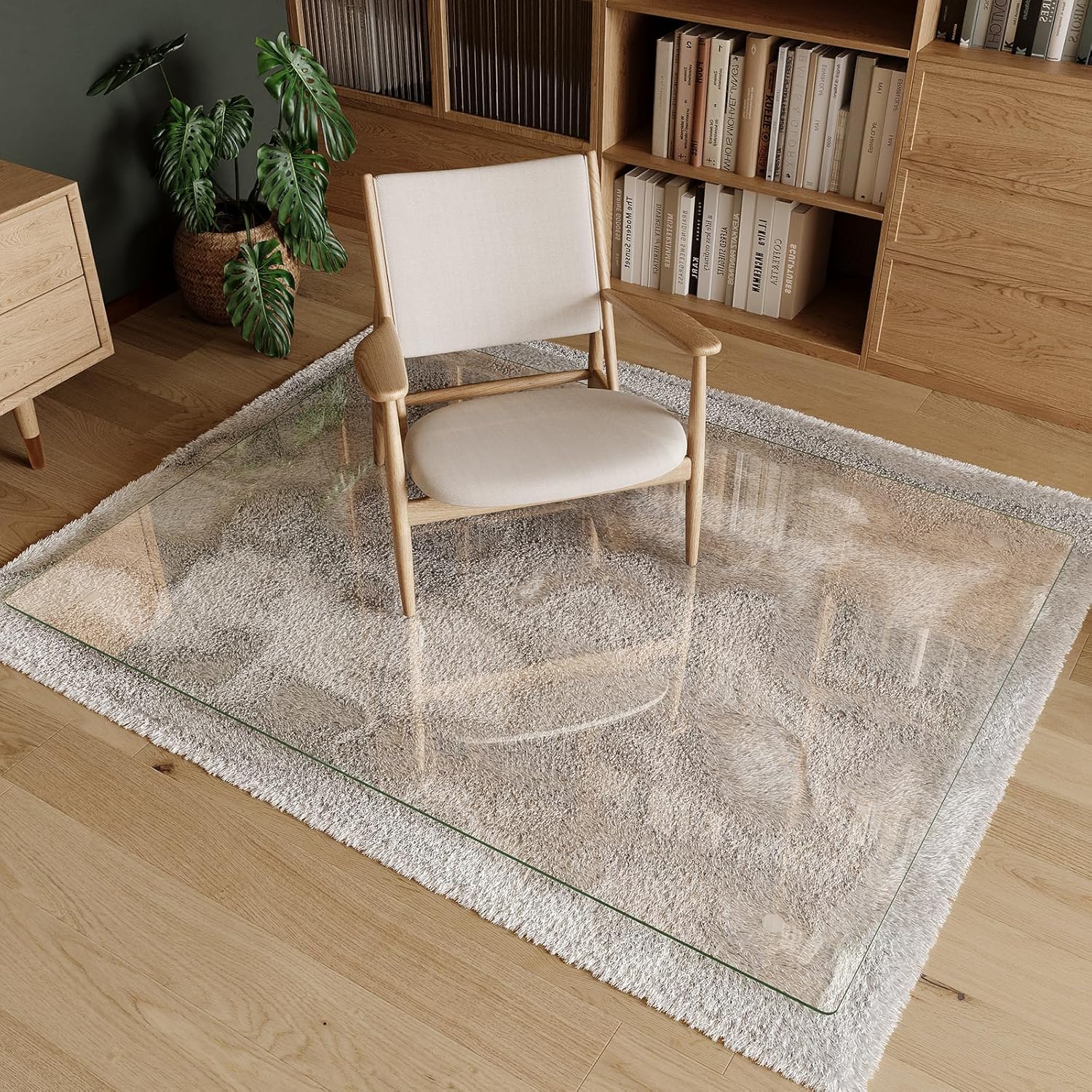 Koonmi Tempered Glass Chair Mat 60"x46" - Premium Office Chair Mat for Hardwood Floors & Low-Pile