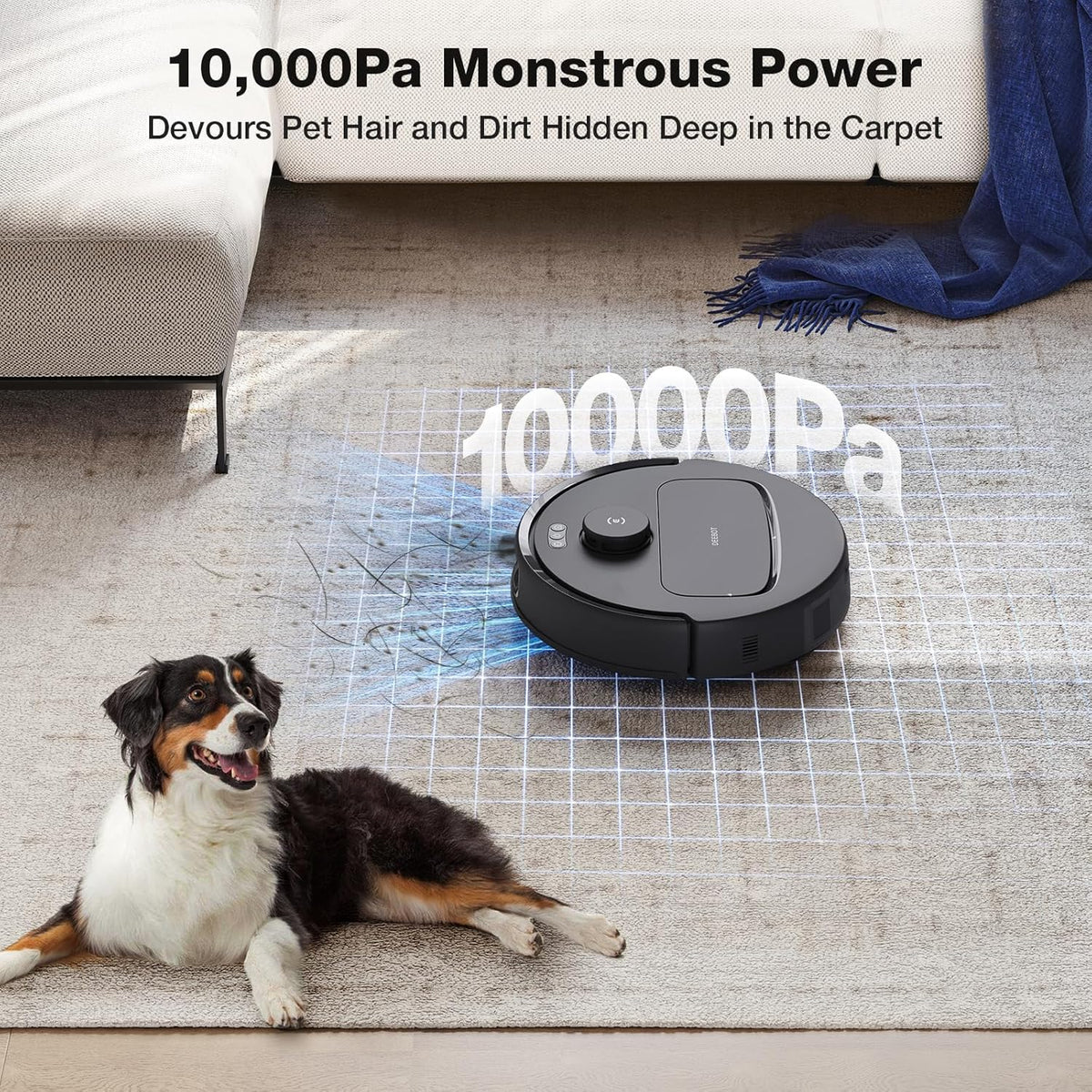 ECOVACS DEEBOT N30 Omni Care Robot Vacuum and Mop, 10000Pa Suction, TruEdge Adaptive Edge Mopping