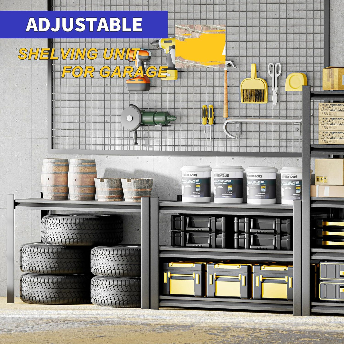 3 Pieces Garage Shelving,87"X48"X24"Inches,Heavy Duty Sturdy Steel Thickened Metal Shelves for