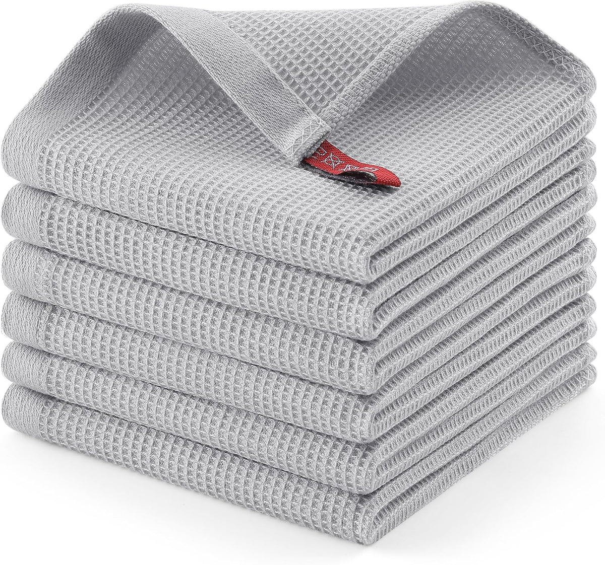 Homaxy 100% Cotton Waffle Weave Dish Cloths - 6 Pack Soft and Absorbent Dish Towels - 12 x 12