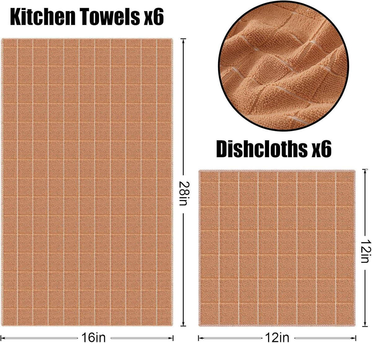 Homaxy Microfiber Kitchen Towels and Dishcloths Set, 12 Pack Soft and Absorbent Dish Hand Towels
