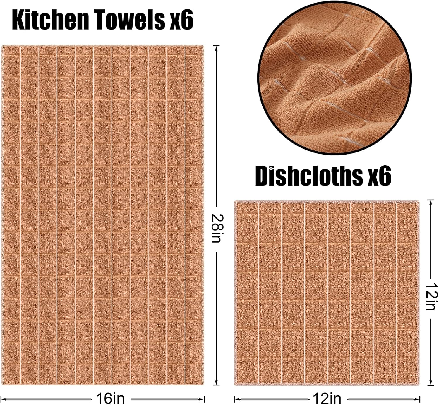 Homaxy Microfiber Kitchen Towels and Dishcloths Set, 12 Pack Soft and Absorbent Dish Hand Towels