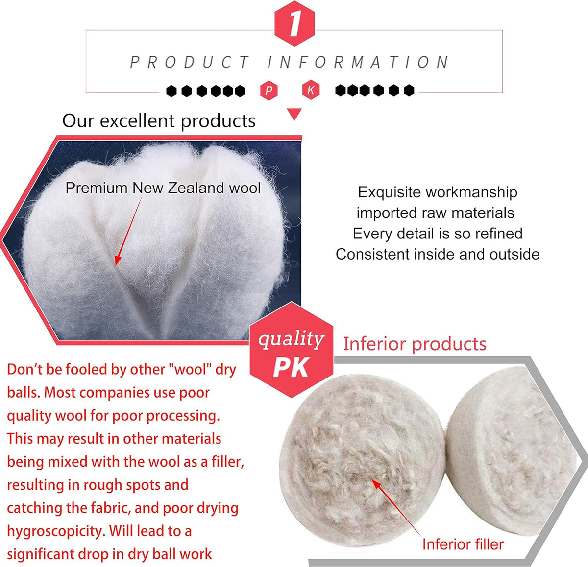 Wool Dryer Balls Organic XL 6-Pack, Reusable Natural Fabric Softener, Reduces Wrinkles,Dryer Sheets