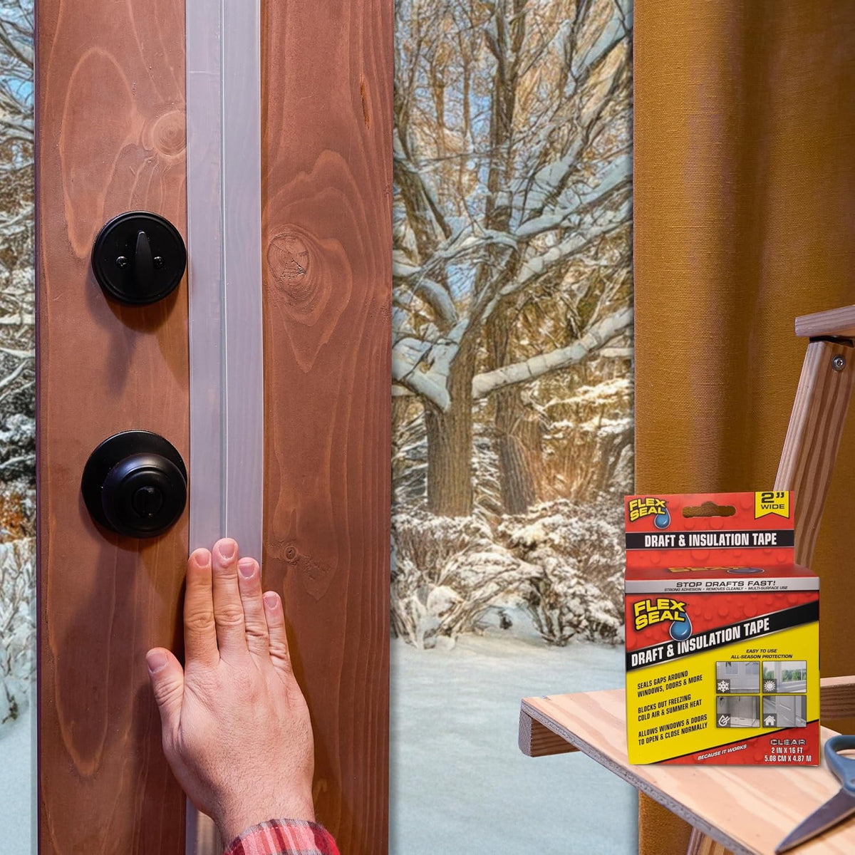 Flex Seal Draft and Insulation Sealing Tape, Flexible, Rubberized, Weatherproof Strip for Windows