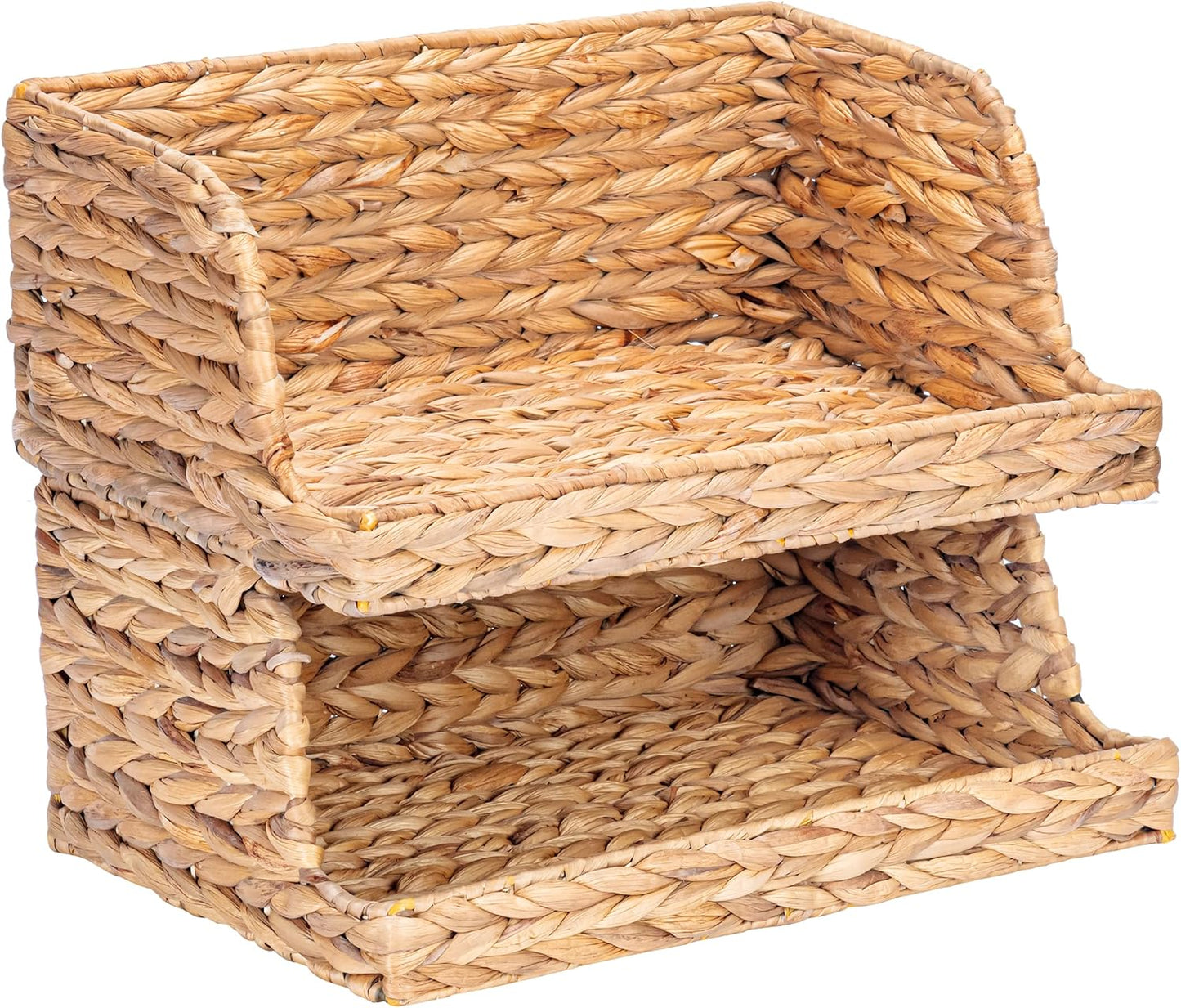 VATIMA Water Hyacinth Storage Baskets with Large Open-Front for Kitchen, Decorative for Living