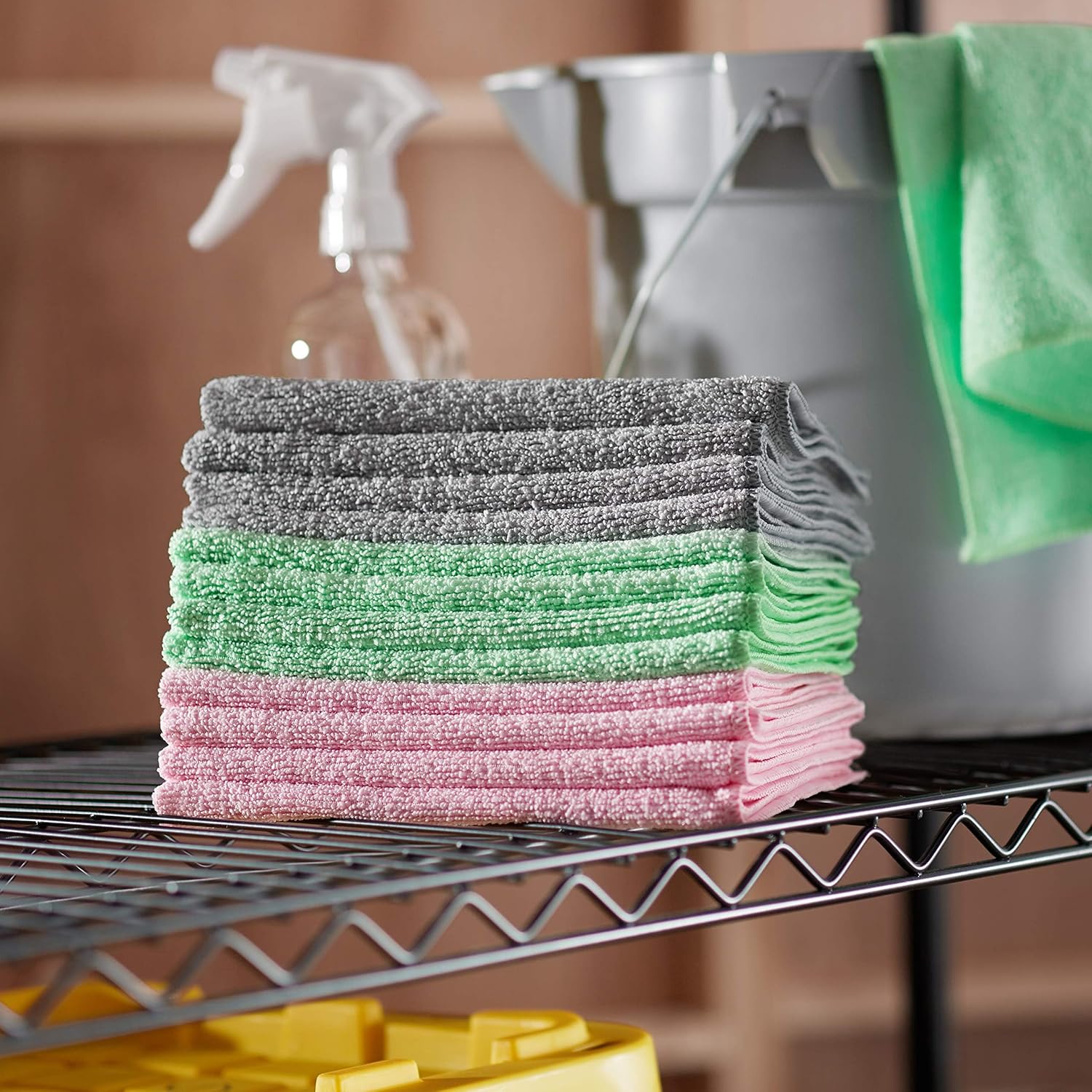 Amazon Basics Microfiber Cleaning Cloths, Non-Abrasive, Reusable and Washable, Pack of 36