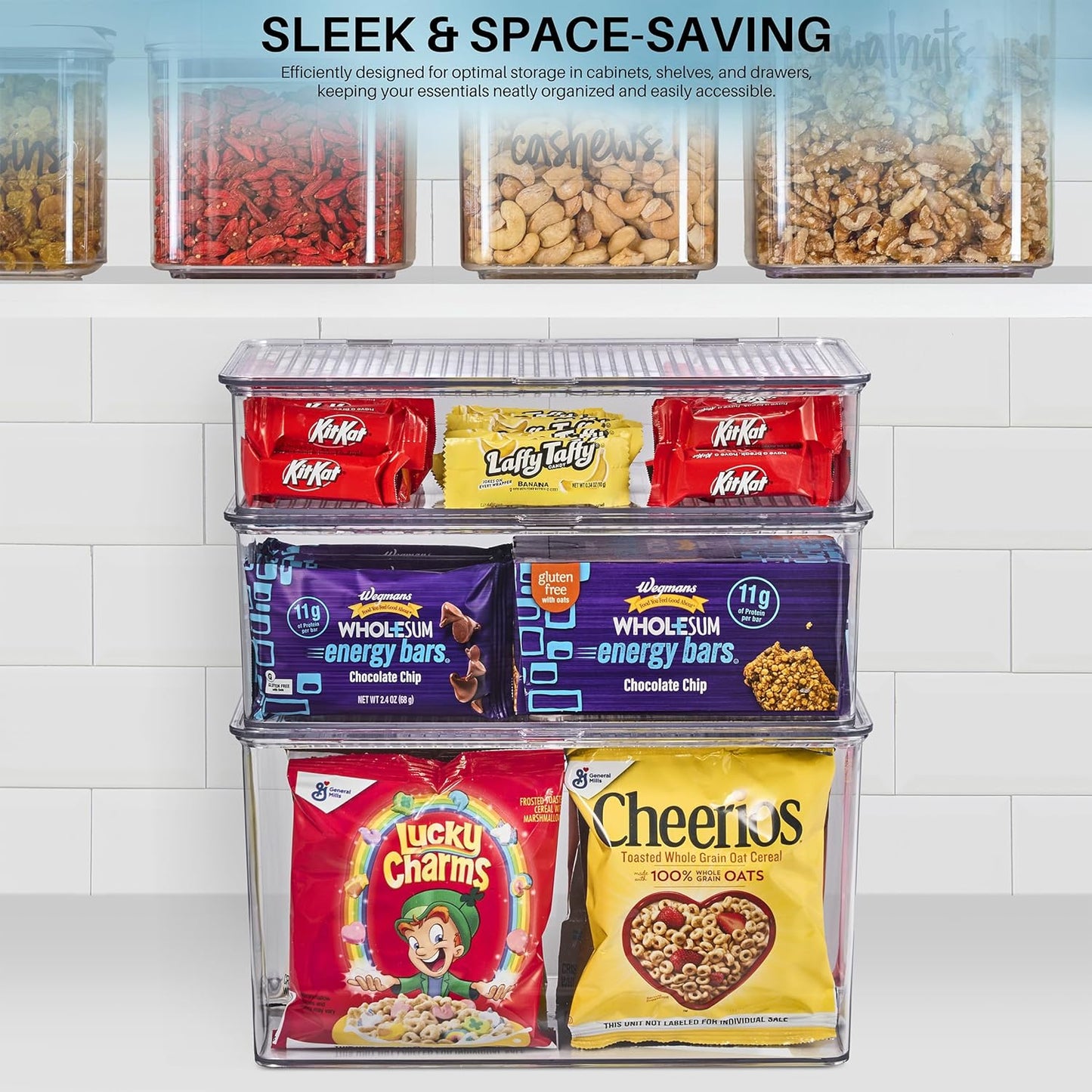 Sorbus Sturdy Plastic Storage Bins with Lid- Stackable Refrigerator Organizer Bins- MultiPurpose