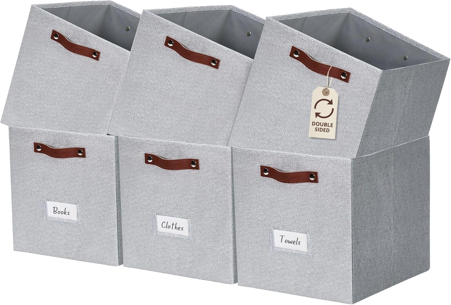 DECOMOMO Storage Cubes, 13x13x13 Storage Cube Bins with Labels, Fabric Organizer Bins (13" / 6pcs