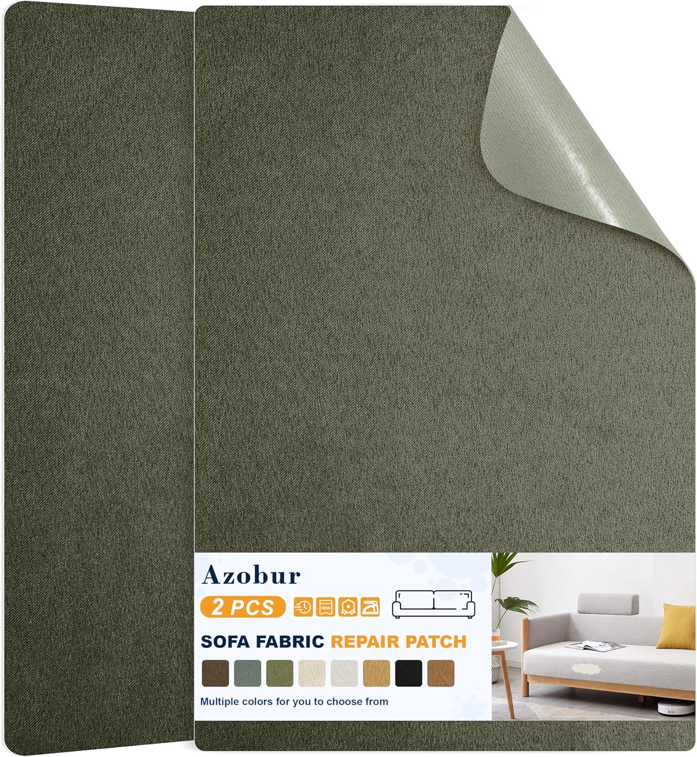 Azobur Couch Patch Repair Fabric,Microfiber Fabric, Self-Adhesive, for Sofa Repair and Upholstery