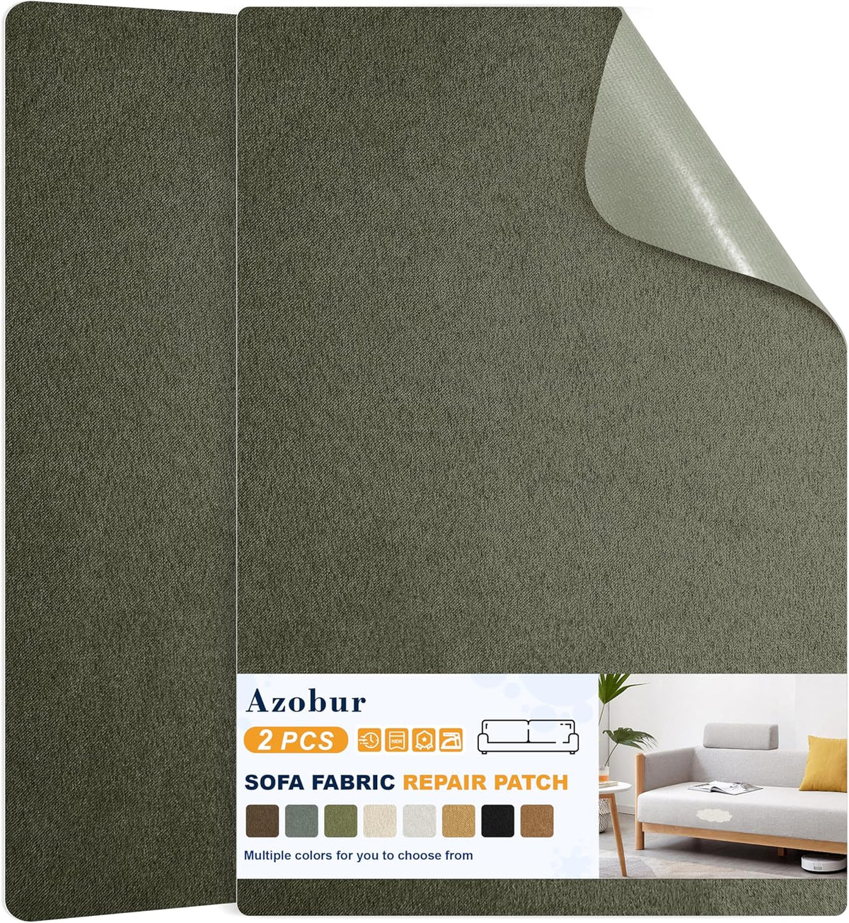 Azobur Couch Patch Repair Fabric,Microfiber Fabric, Self-Adhesive, for Sofa Repair and Upholstery