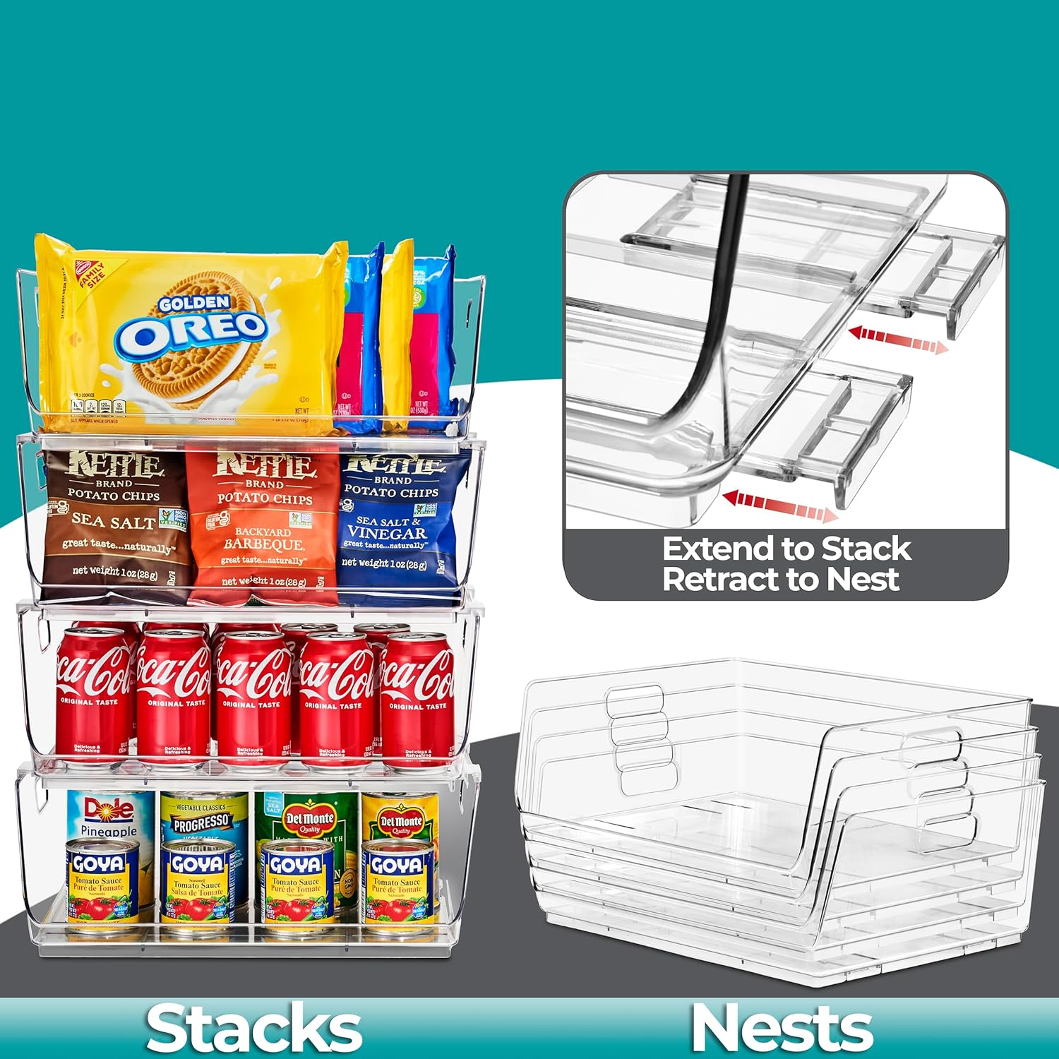 Sorbus Stackable Storage Bins Open Front - Pantry Bins for Storage and Organization - Acrylic