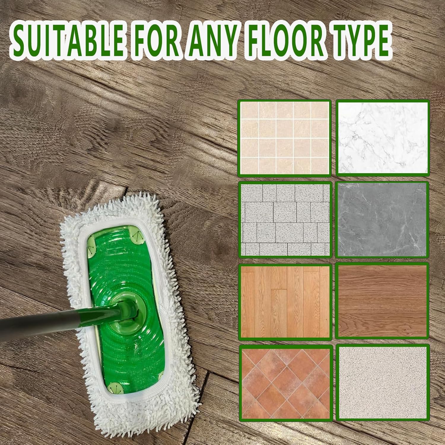 Reusable Microfiber Mop Pads Washable Wet Pads Compatible with Refills for Swiffer Sweeper Wet &