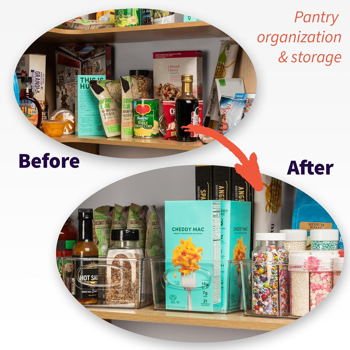 ClearSpace Plastic Pantry Organization and Storage Bins with Removable Dividers – Perfect Kitchen