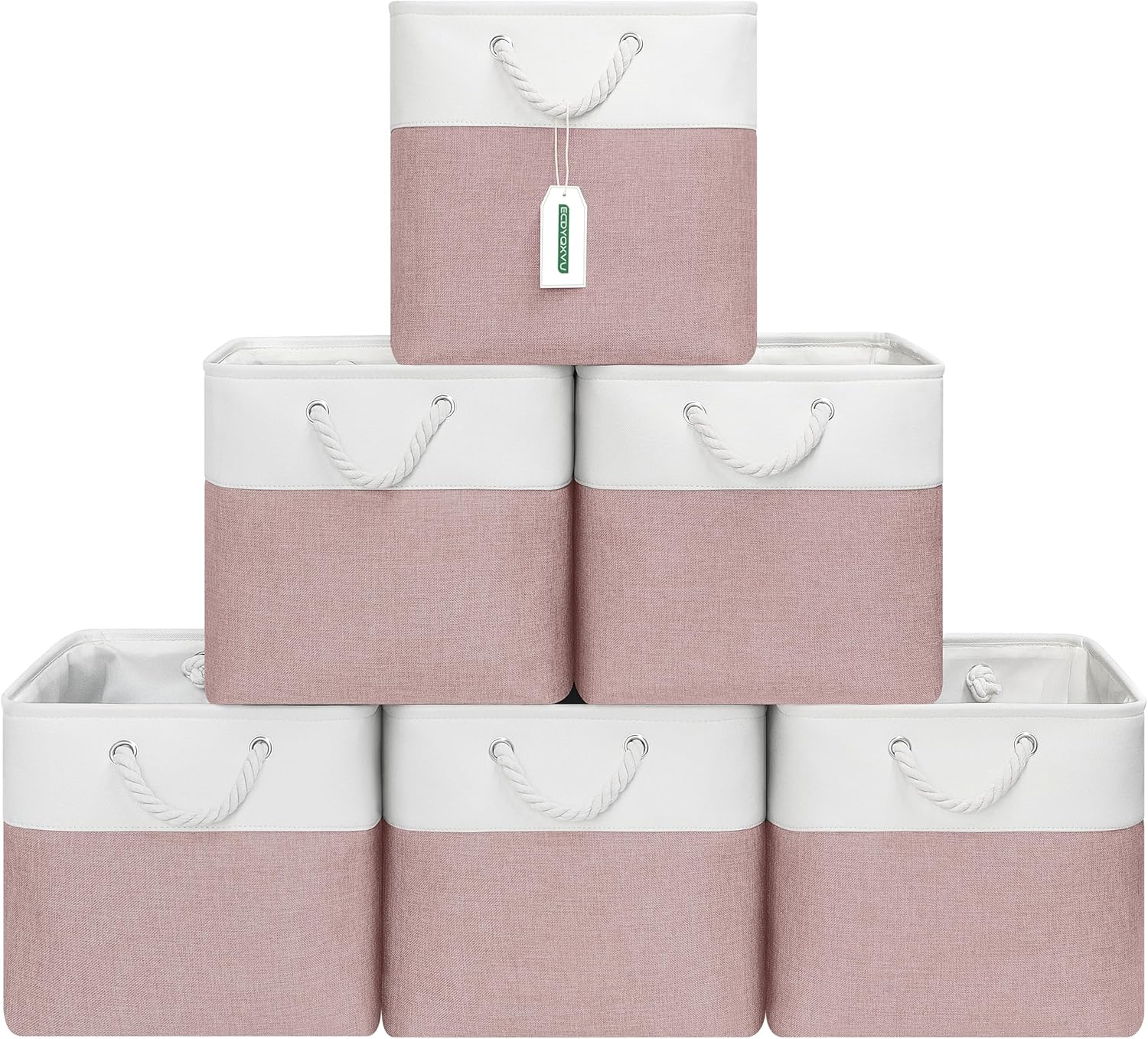 13x13 Inch Cube Storage Bins with Reinforced Bottom Cardboard, 6 Pack Large Collapsible Fabric