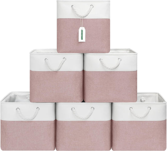 13x13 Inch Cube Storage Bins with Reinforced Bottom Cardboard, 6 Pack Large Collapsible Fabric