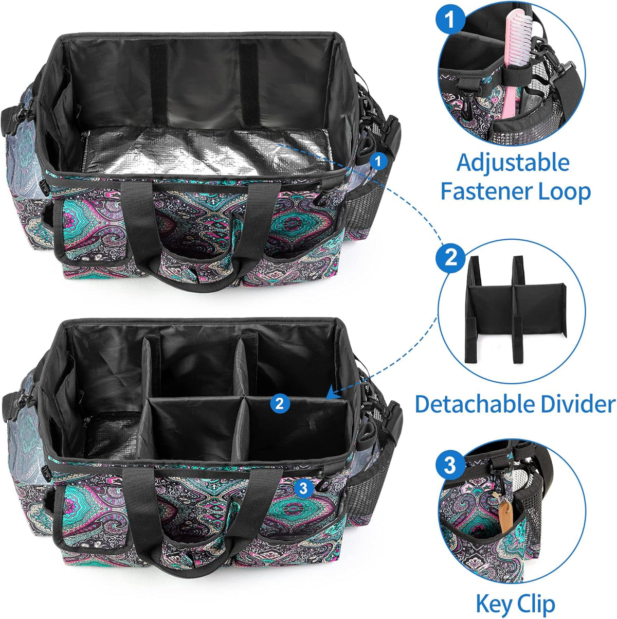 LoDrid Large Wearable Cleaning Caddy Bag with Detachable Divider, Cleaning Supply Tote Organizer