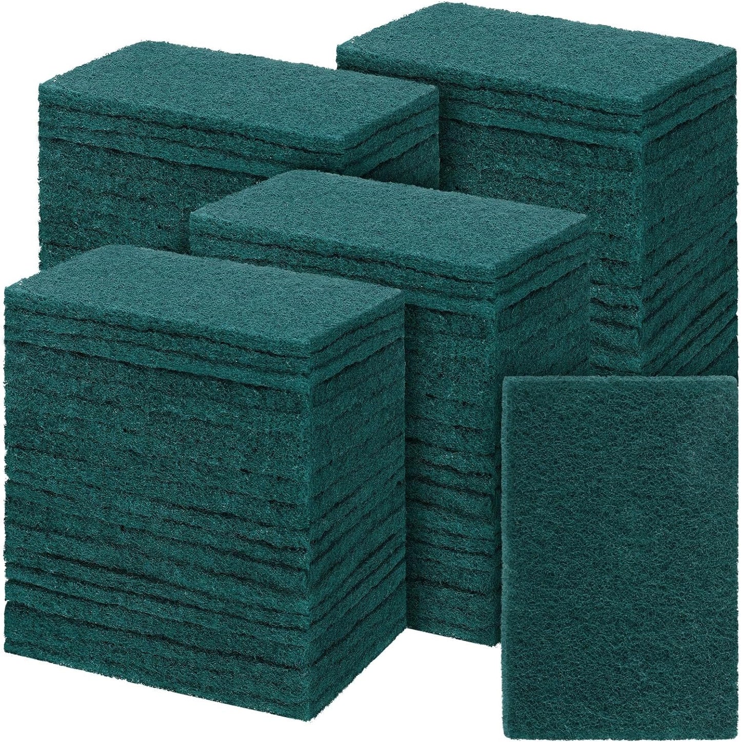 Hoolerry 200 Pcs Heavy Duty Scouring Pads Non Scratch Household Scrub Pads for Cleaning Reusable