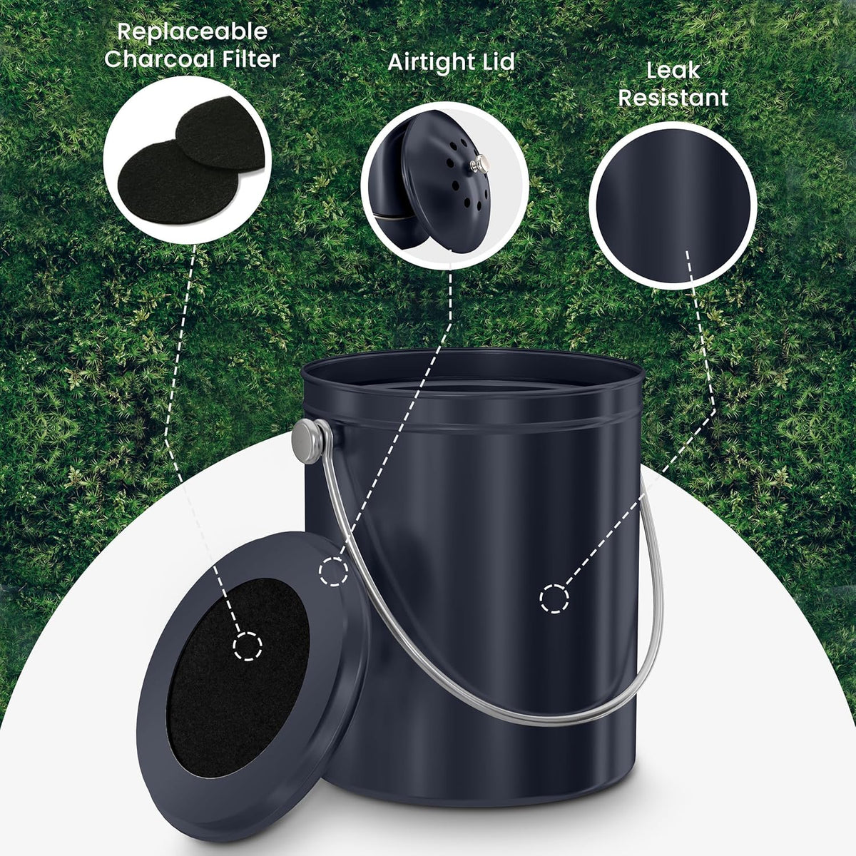 Utopia Kitchen Compost Bin for Kitchen Countertop, 1.3 Gallon Compost Bucket for Kitchen with Lid