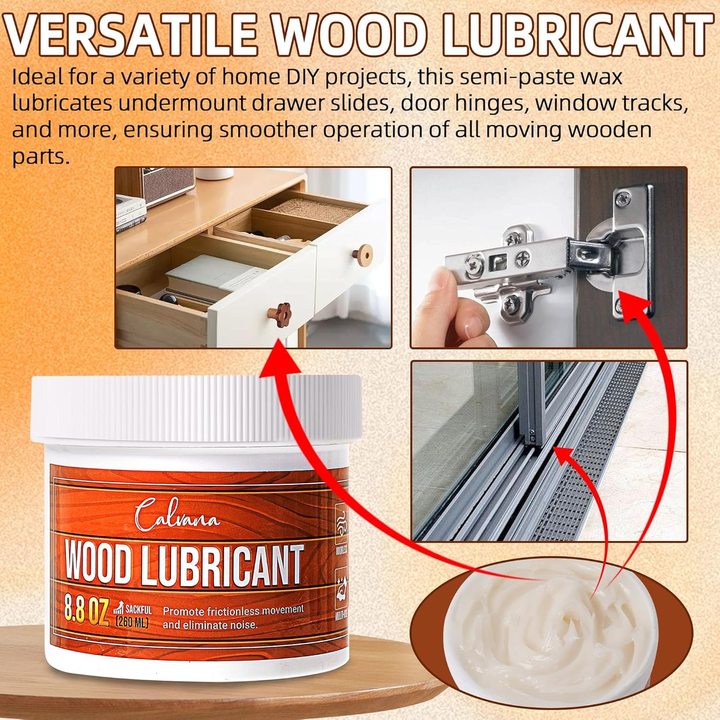 8.8oz Wood Wax for Home Projects,Door Hinge Lubricant,for Wood Drawer Slides,Sliding Glass