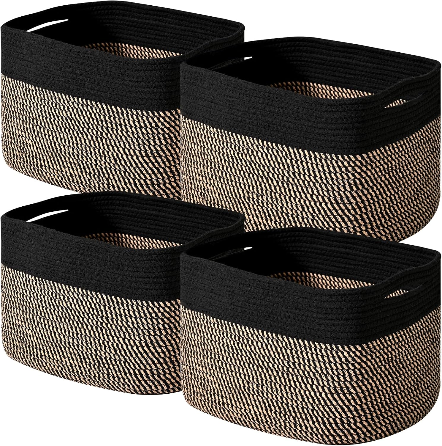 Storage Baskets for Shelves Organizing, Woven Cotton Rope Baskets for Storage, Book Basket