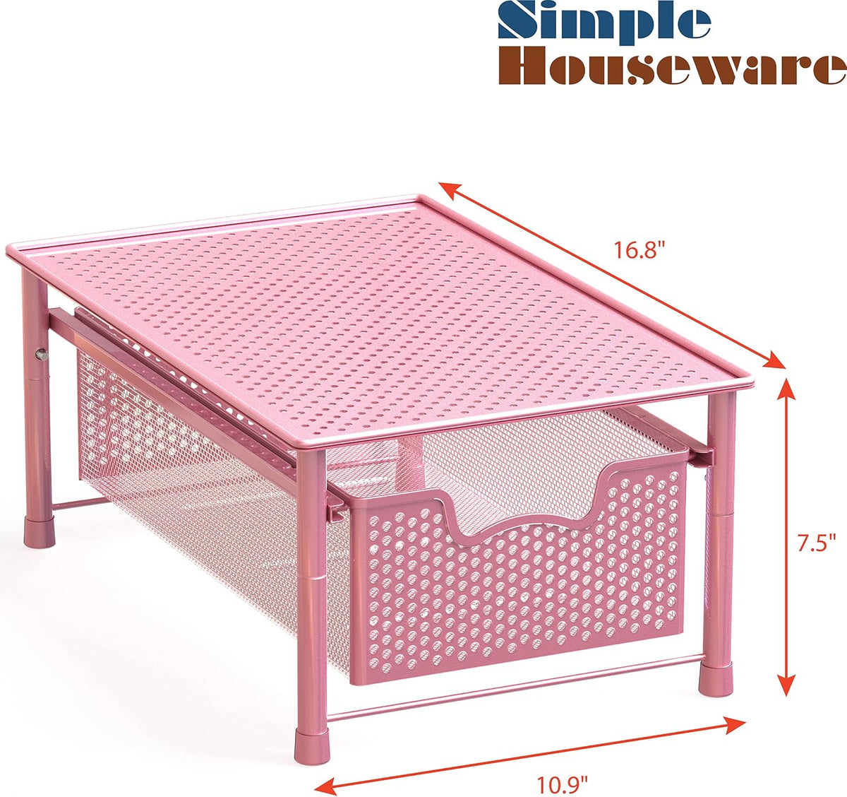 Simple Houseware Stackable Cabinet Basket Drawer Organizer, Pink