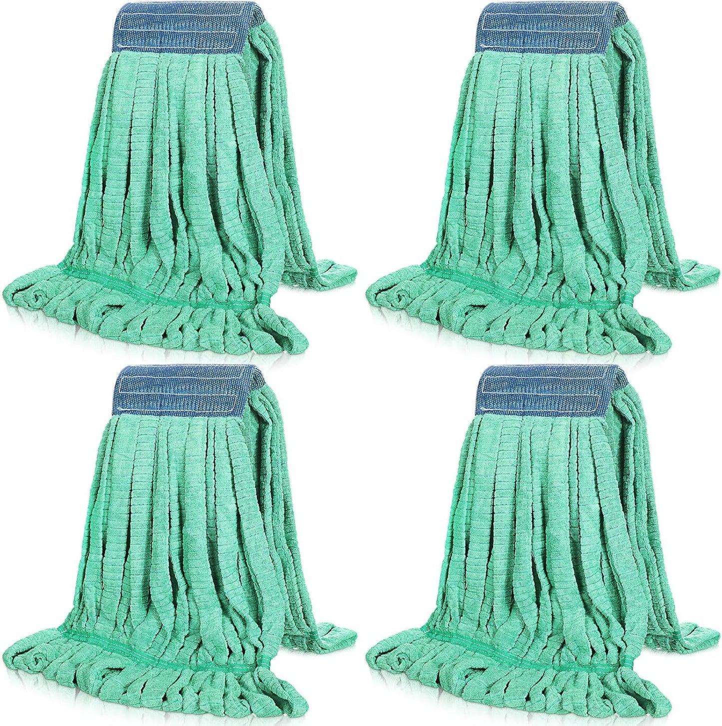 Lallisa 4 Pcs Commercial Mop Head Replacement Tube Microfiber Industrial Looped End Mop Heads