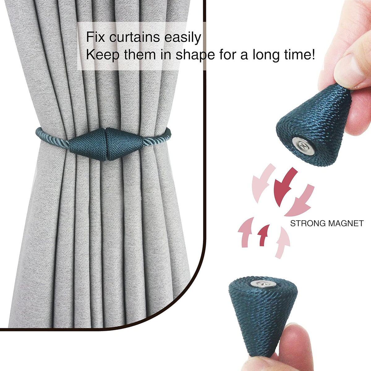 4 Pack Magnetic Curtain Tiebacks Rope Modern Handmade Curtain Tie Backs Decorative Drapes Weave