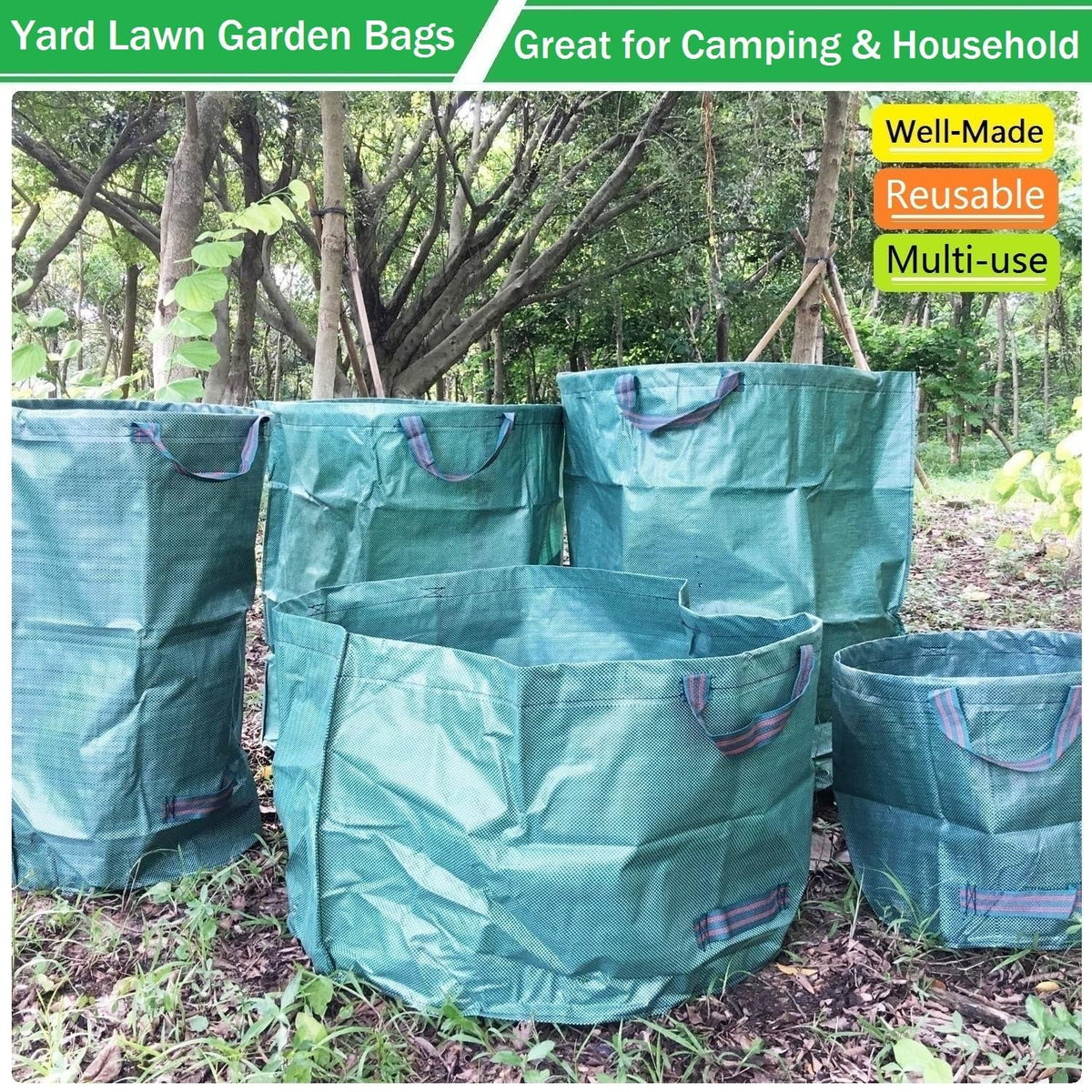 Standard 2-Pack 16 Gallon Yard Lawn Garden Bags (D18, H15 inch) with Gardening Gloves, Yard Waste