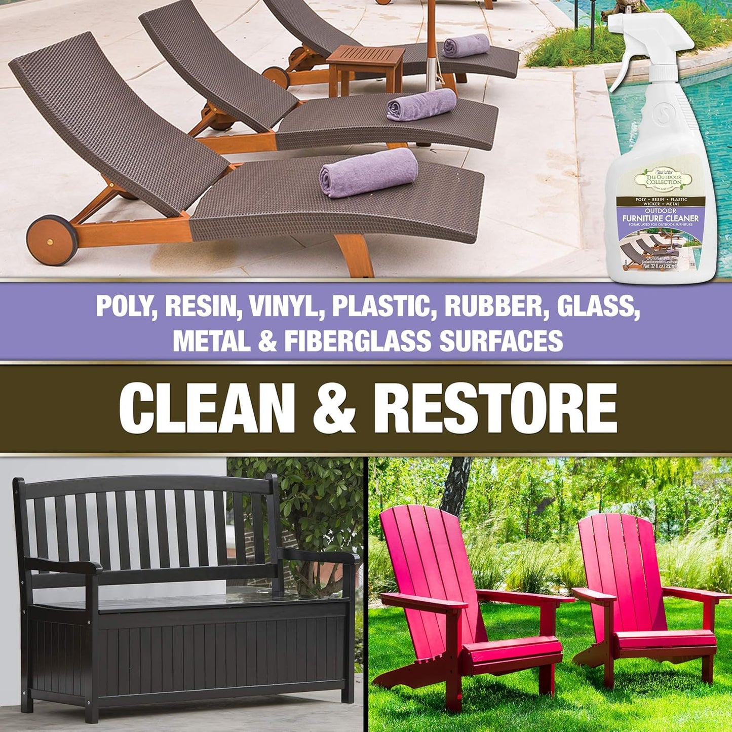 STAR BRITE Outdoor Collection Furniture Cleaner Spray - All-Surface Cleaner for Poly, Resin, Vinyl