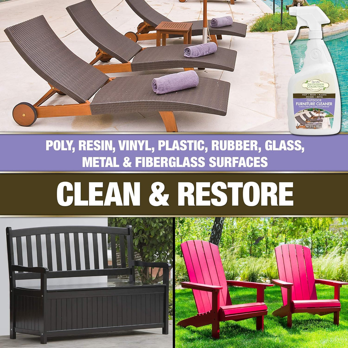 STAR BRITE Outdoor Collection Furniture Cleaner Spray - All-Surface Cleaner for Poly, Resin, Vinyl