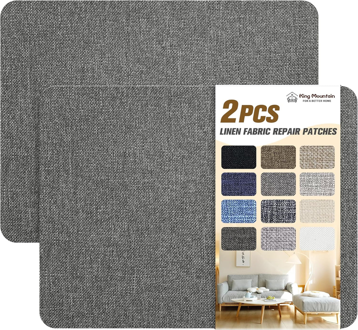 Fine Linen Repair Patches, Self-Adhesive Fabric Patches, 8X11 Inch 2 PCS, Multi Color, for Sofa and